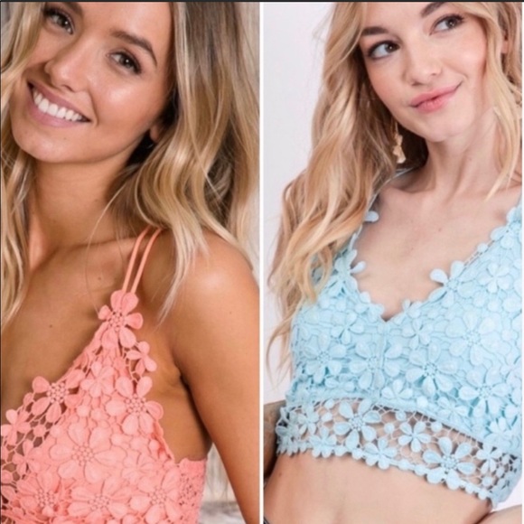 Davi & Dani Other - BOLD Floral Crochet Lace Bralette Top